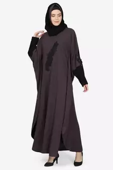 Nazneen Patch Contrst Cuff Purple Kaftan