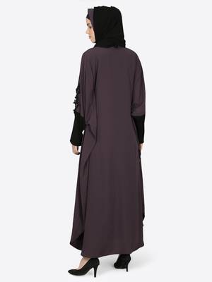 Nazneen Patch Contrst Cuff Purple Kaftan 5
