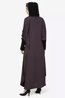 Nazneen Patch Contrst Cuff Purple Kaftan