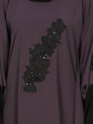 Nazneen Patch Contrst Cuff Purple Kaftan 6