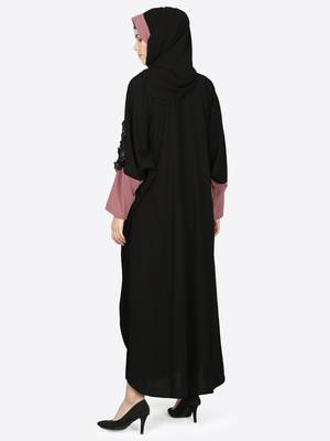 Nazneen Patch Contrst Cuff Black Kaftan 4