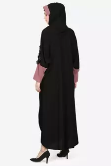 Nazneen Patch Contrst Cuff Black Kaftan
