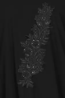 Nazneen Patch Contrst Cuff Black Kaftan