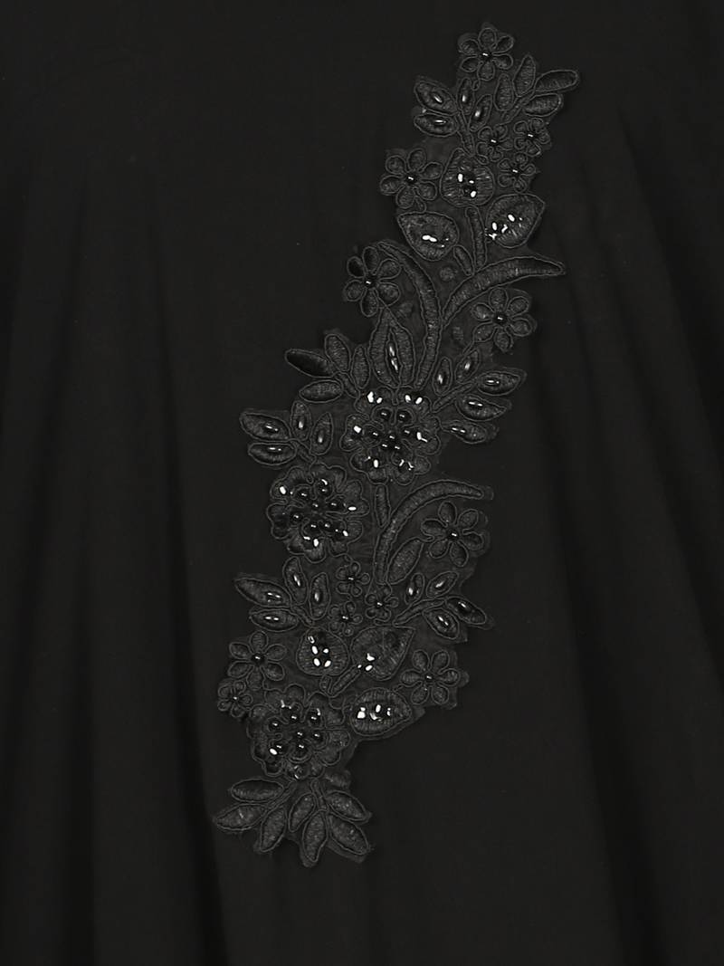 Nazneen Patch Contrst Cuff Black Kaftan