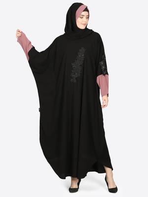 Nazneen Patch Contrst Cuff Black Kaftan 6