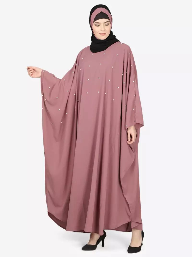 Nazneen Pearl Beaded Mauve Kaftan