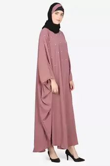 Nazneen Pearl Beaded Mauve Kaftan