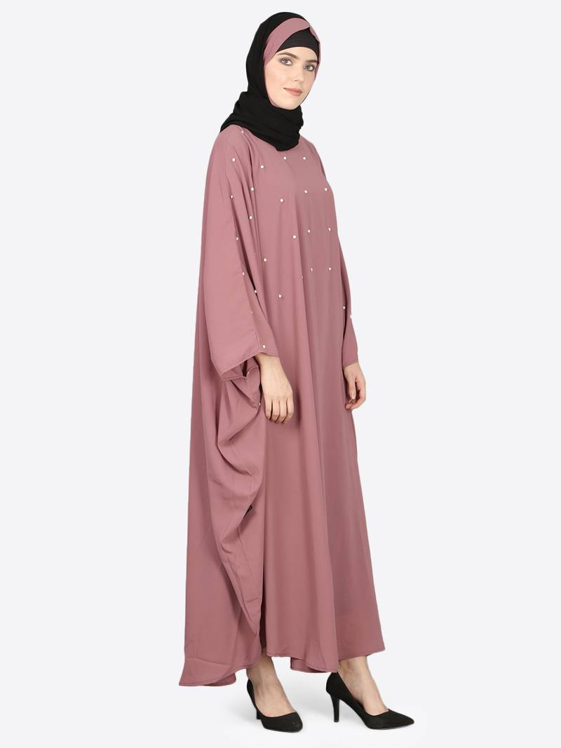 Nazneen Pearl Beaded Mauve Kaftan