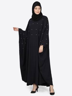 Nazneen Pearl Beaded Black Kaftan 1