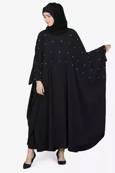 Nazneen Pearl Beaded Black Kaftan