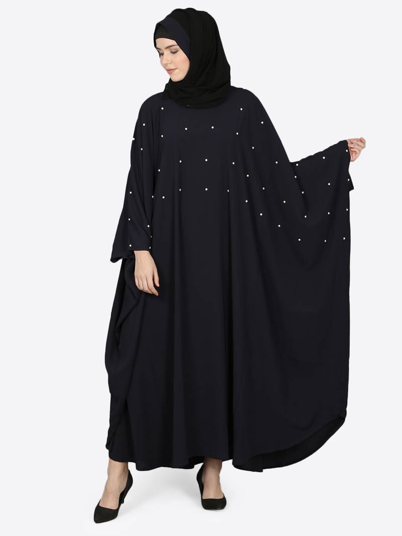Nazneen Pearl Beaded Black Kaftan