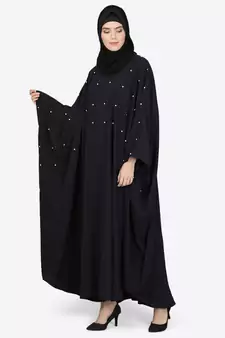 Nazneen Pearl Beaded Black Kaftan