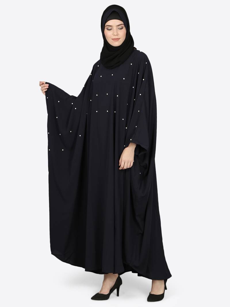 Nazneen Pearl Beaded Black Kaftan