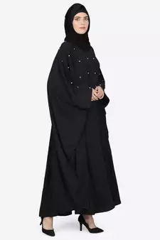 Nazneen Pearl Beaded Black Kaftan