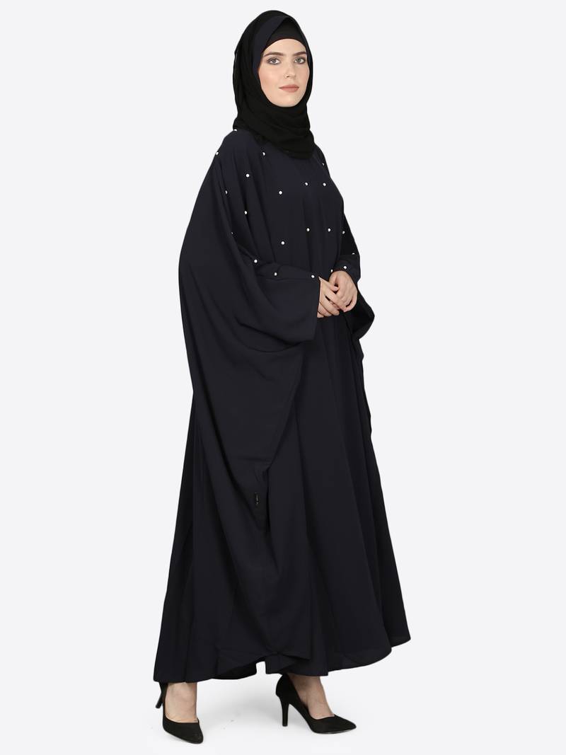 Nazneen Pearl Beaded Black Kaftan
