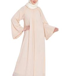 Nazneen Pearls Hand Work Halter Neck Peach Wedding  Abaya