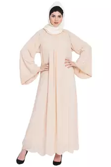 Nazneen Pearls Hand Work Halter Neck Peach Wedding  Abaya
