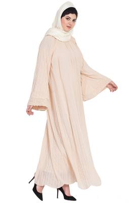 Nazneen Pearls Hand Work Halter Neck Peach Wedding  Abaya 3