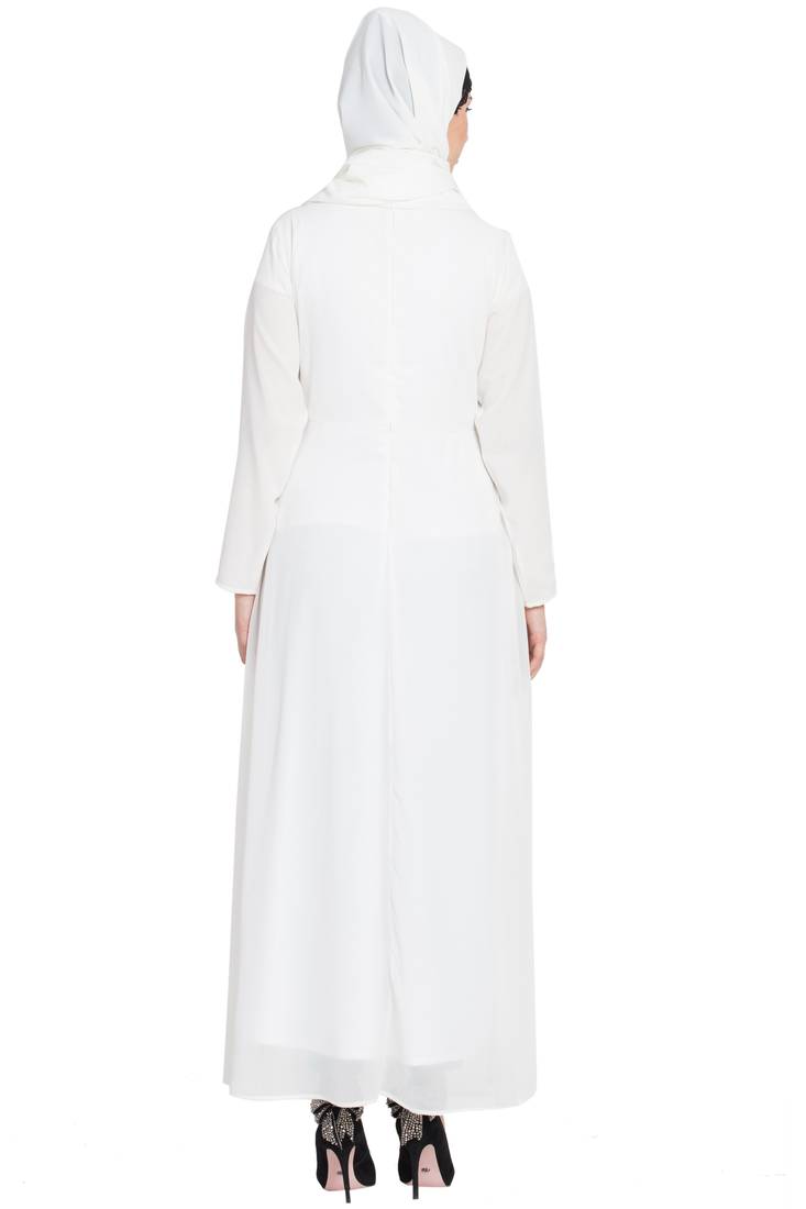 Nazneen Hand Embroidered Off White Wedding Abaya