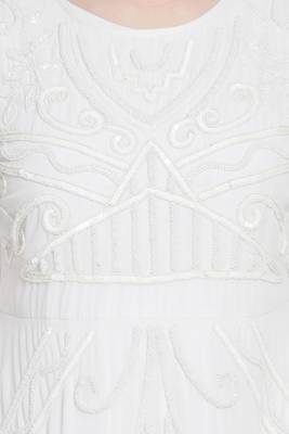 Nazneen Hand Embroidered Off White Wedding Abaya 5