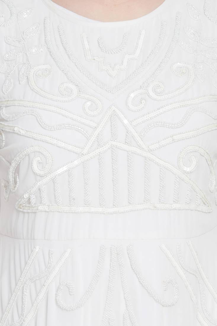 Nazneen Hand Embroidered Off White Wedding Abaya