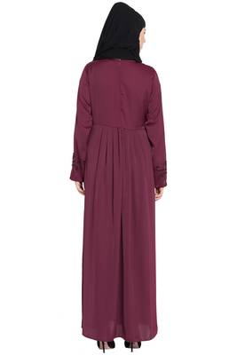 Nazneen Hand Embroidered Wine Party Abaya 5