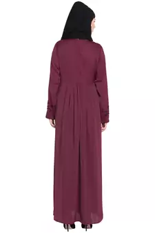 Nazneen Hand Embroidered Wine Party Abaya