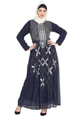 Nazneen Beads Sequins Embellished Party Abaya 1