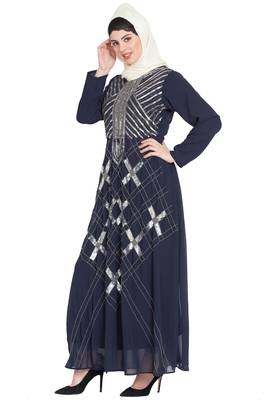 Nazneen Beads Sequins Embellished Party Abaya 2