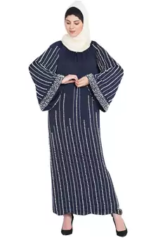 Nazneen Full Hand Work Pearls Embellished Wedding Abaya