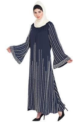 Nazneen Full Hand Work Pearls Embellished Wedding Abaya 3