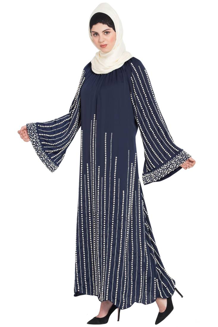 Nazneen Full Hand Work Pearls Embellished Wedding Abaya