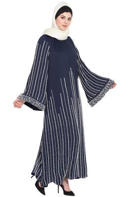 Nazneen Full Hand Work Pearls Embellished Wedding Abaya 4