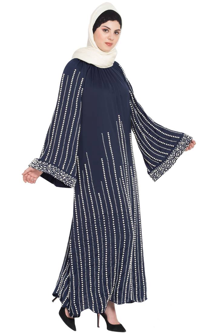 Nazneen Full Hand Work Pearls Embellished Wedding Abaya