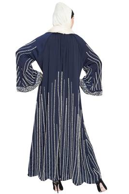 Nazneen Full Hand Work Pearls Embellished Wedding Abaya 5