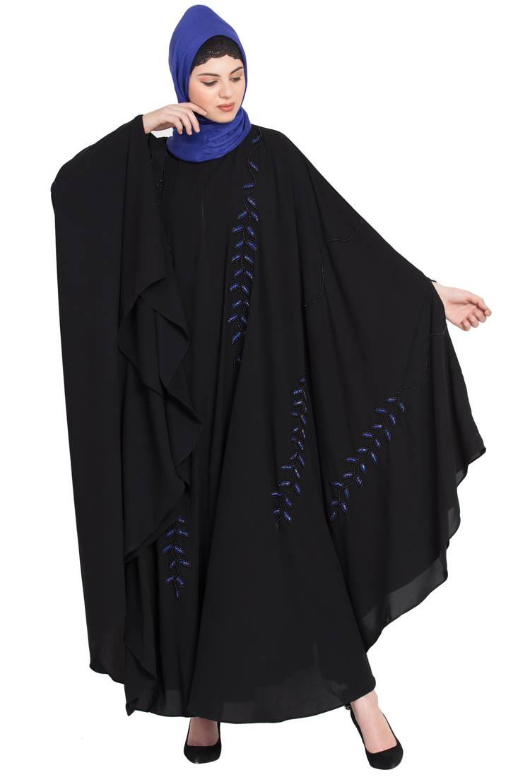 Nazneen Black Blue Hand Work Irani Kaftan