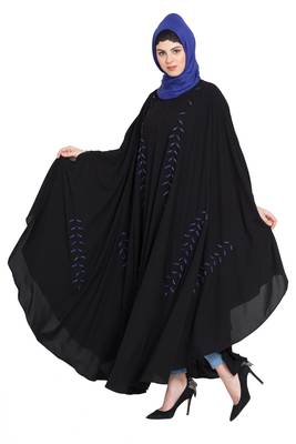 Nazneen Black Blue Hand Work Irani Kaftan 3