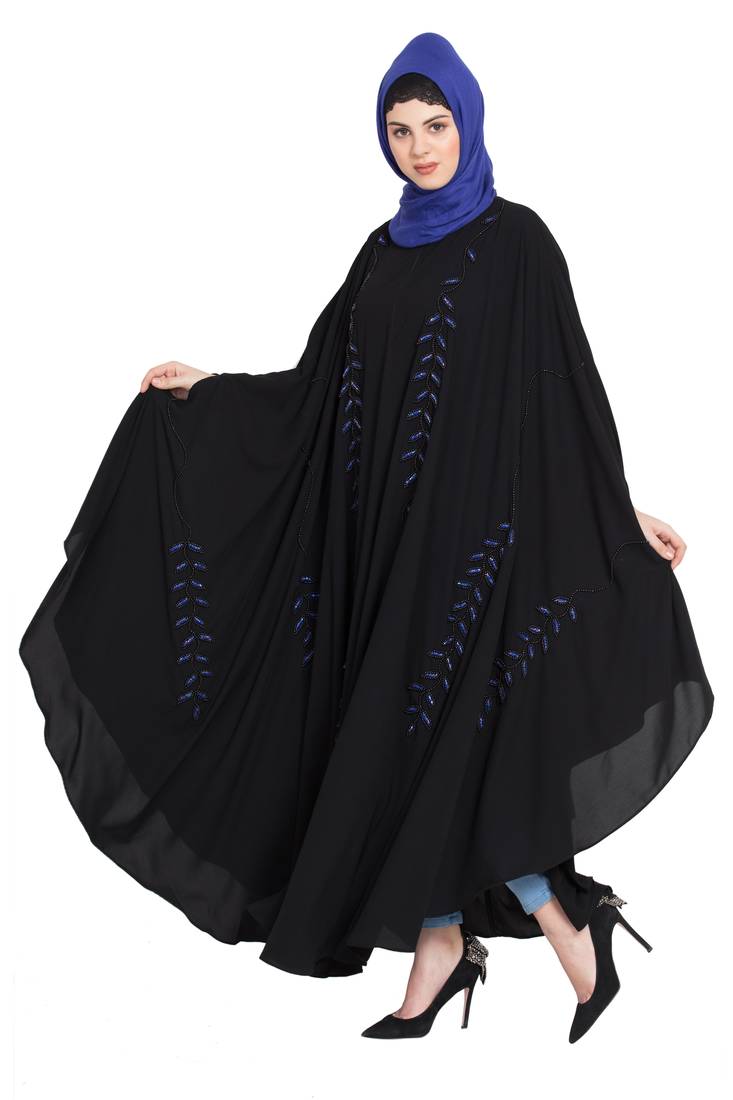 Nazneen Black Blue Hand Work Irani Kaftan