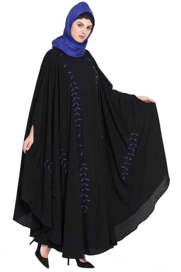 Nazneen Black Blue Hand Work Irani Kaftan