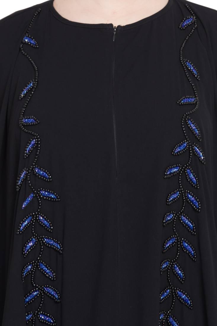 Nazneen Black Blue Hand Work Irani Kaftan