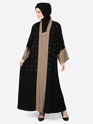 Nazneen Contrast Band, Cuff Pearls Beaded Dubai Kaftan 3