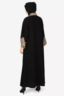 Nazneen Contrast Band, Cuff Pearls Beaded Dubai Kaftan