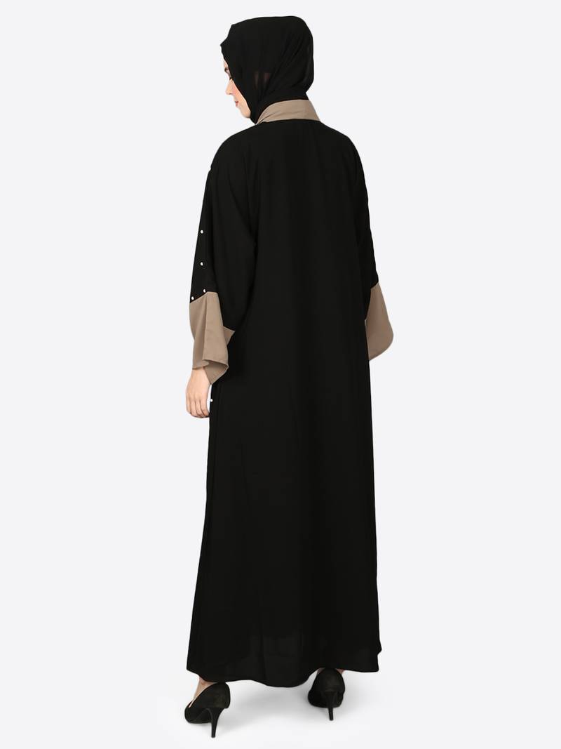 Nazneen Contrast Band, Cuff Pearls Beaded Dubai Kaftan