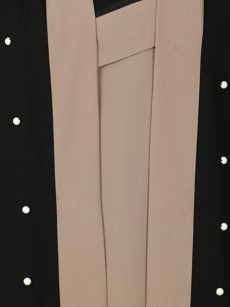 Nazneen Contrast Band, Cuff Pearls Beaded Dubai Kaftan