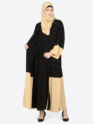 Nazneen Contrast Bottom, Cuff Pearls Beaded With Inner Dubai Kaftan 1