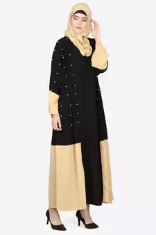 Nazneen Contrast Bottom, Cuff Pearls Beaded With Inner Dubai Kaftan