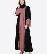 Nazneen Contrast Cuff, Placket , Inner Pearls Beaded Dubai Kaftan
