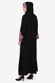 Nazneen Contrast Cuff, Placket , Inner Pearls Beaded Dubai Kaftan