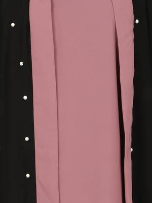 Nazneen Contrast Cuff, Placket , Inner Pearls Beaded Dubai Kaftan 5
