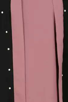 Nazneen Contrast Cuff, Placket , Inner Pearls Beaded Dubai Kaftan